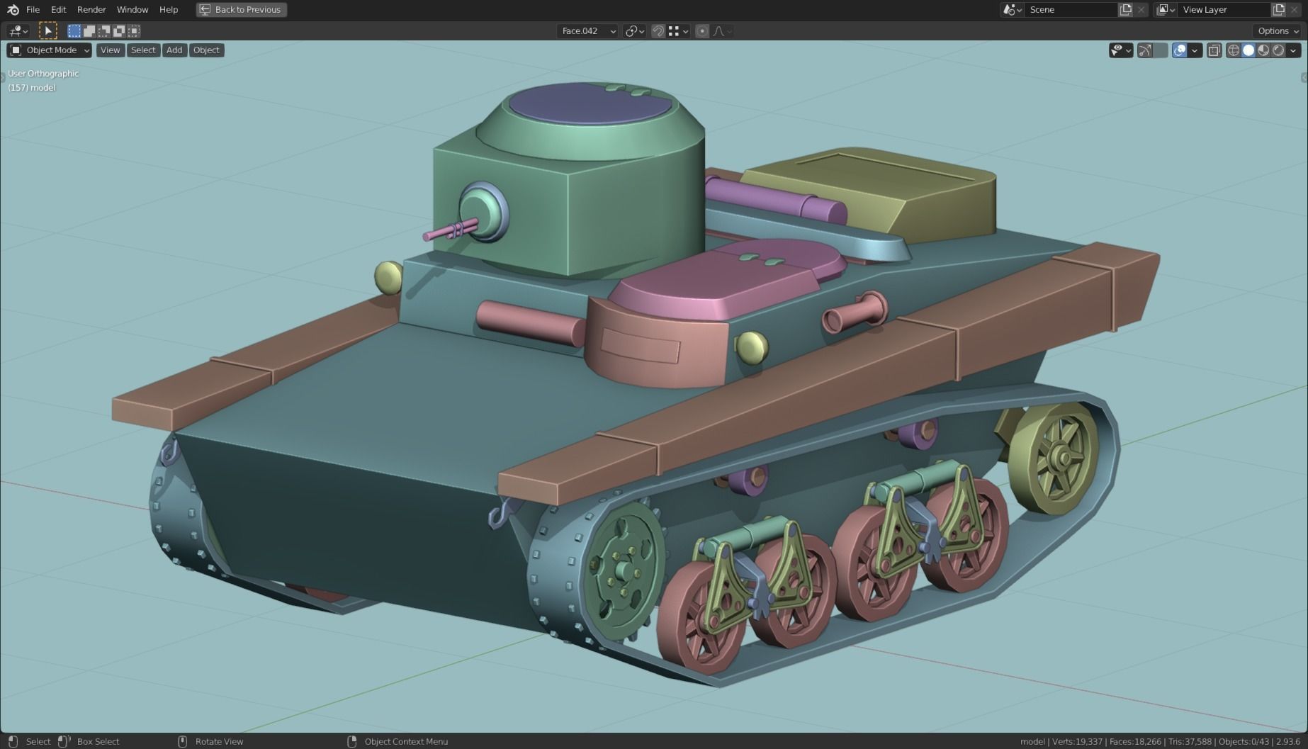 T 37a Tank Base Mesh Low-poly 3D model_19