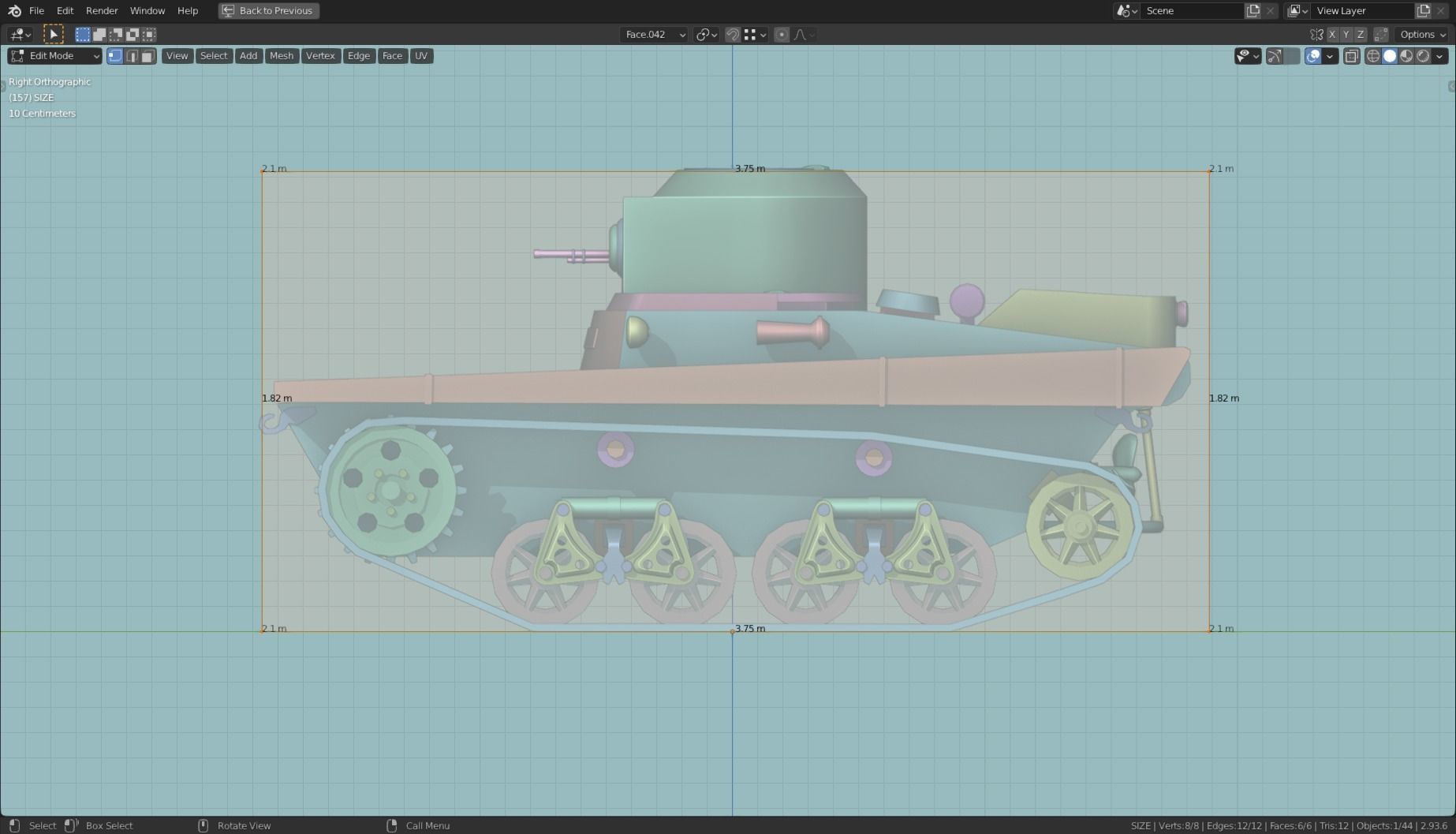 T 37a Tank Base Mesh Low-poly 3D model_8