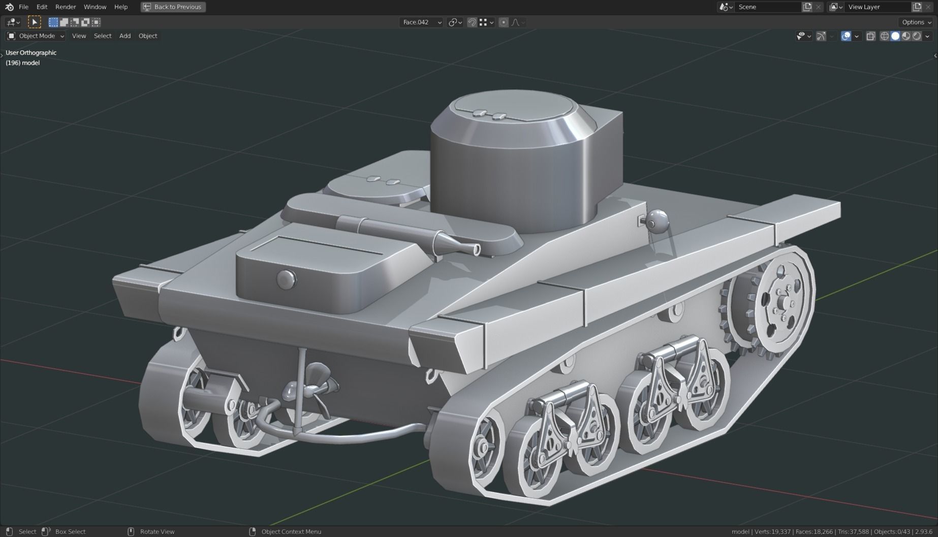 T 37a Tank Base Mesh Low-poly 3D model_2