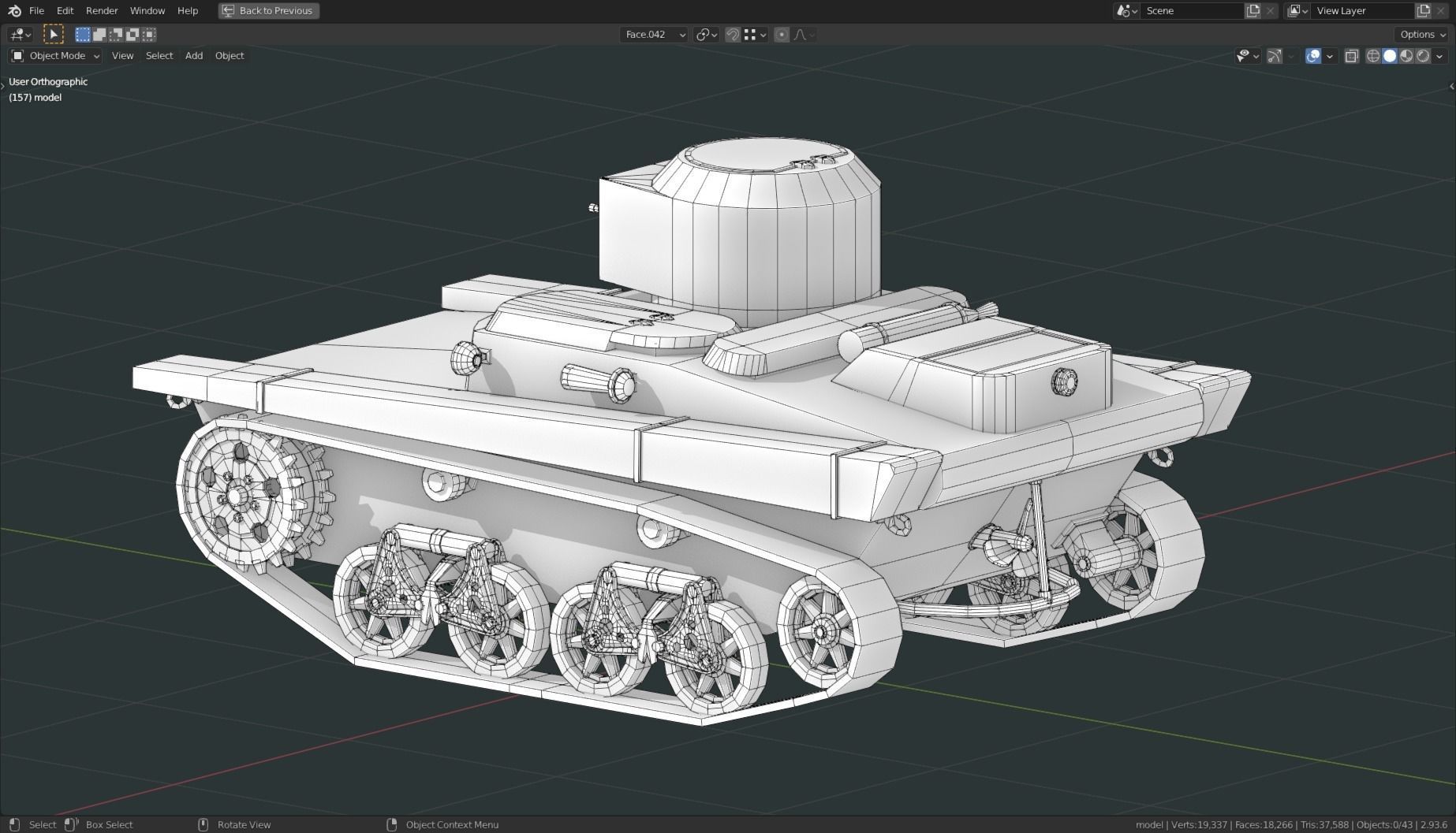 T 37a Tank Base Mesh Low-poly 3D model_12