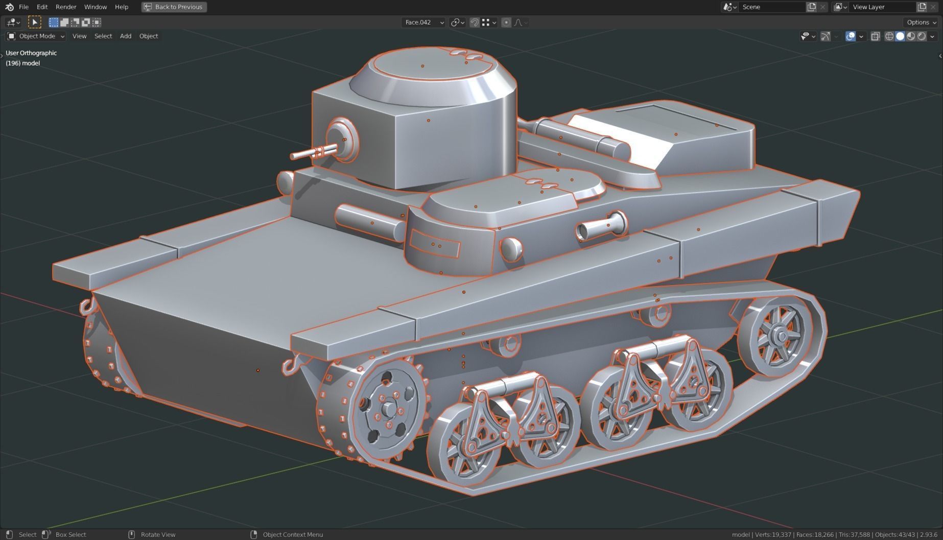 T 37a Tank Base Mesh Low-poly 3D model_3