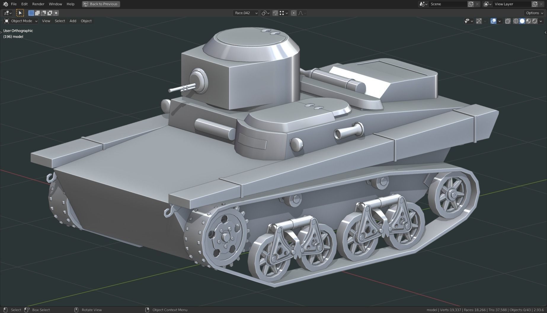 T 37a Tank Base Mesh Low-poly 3D model_6