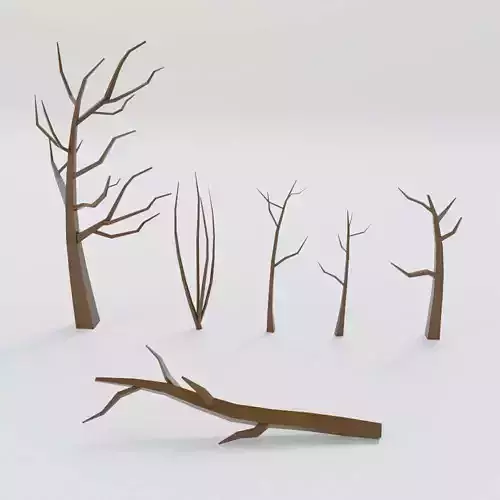 Dead trees toon 3d model 