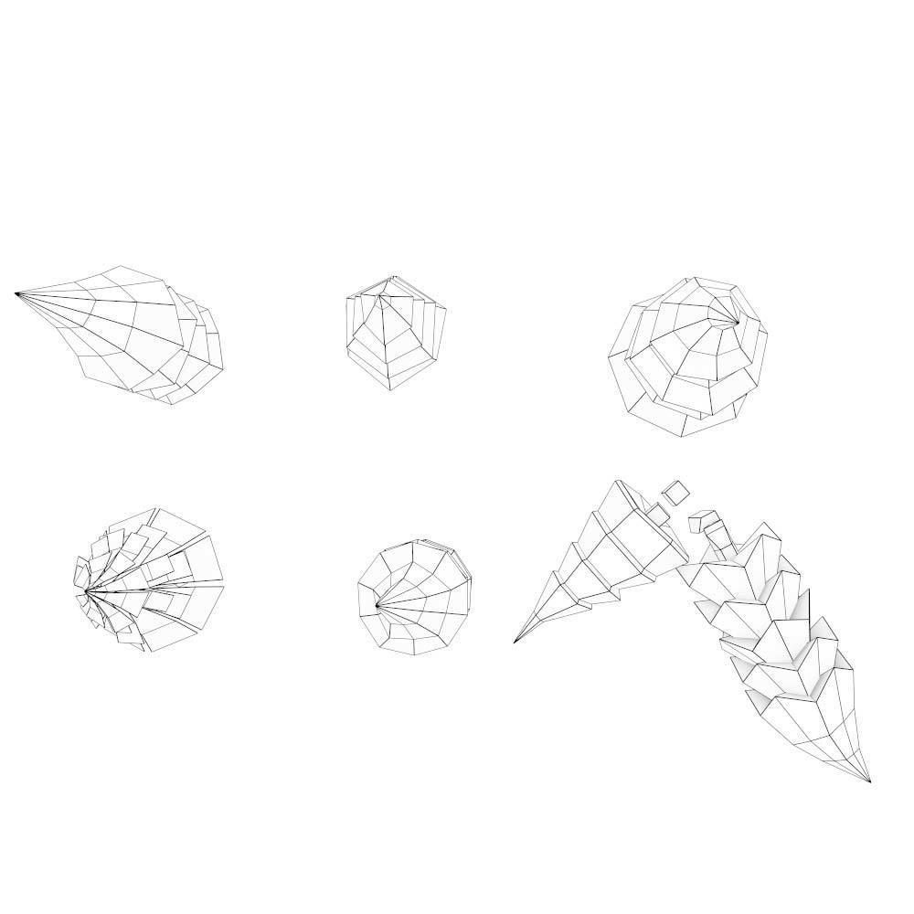 Winter trees toon 3d model Low-poly 3D model_5