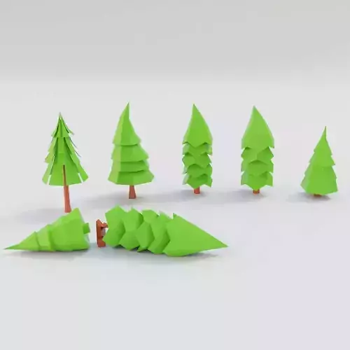 Winter trees toon 3d model