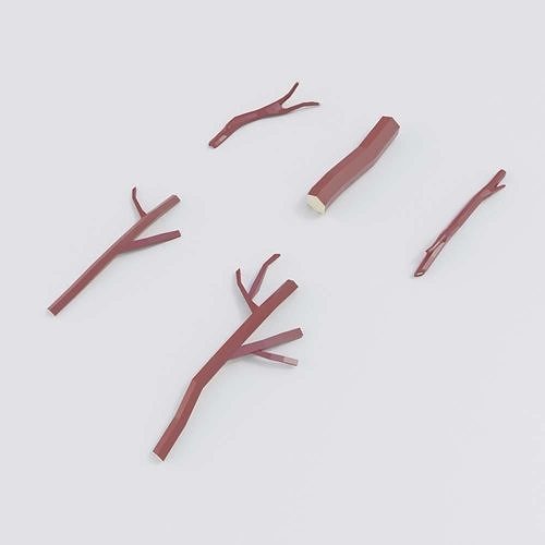 Tree branches toon 3d model Free low-poly 3D model