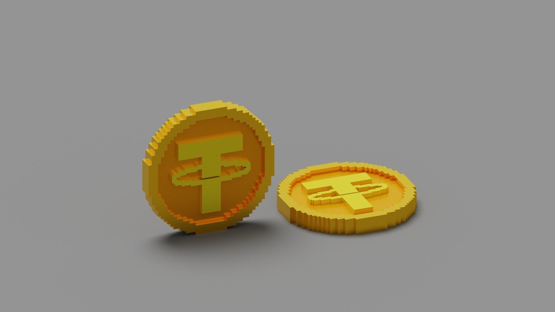 Voxel Tether Coin Low-poly 3D model_5