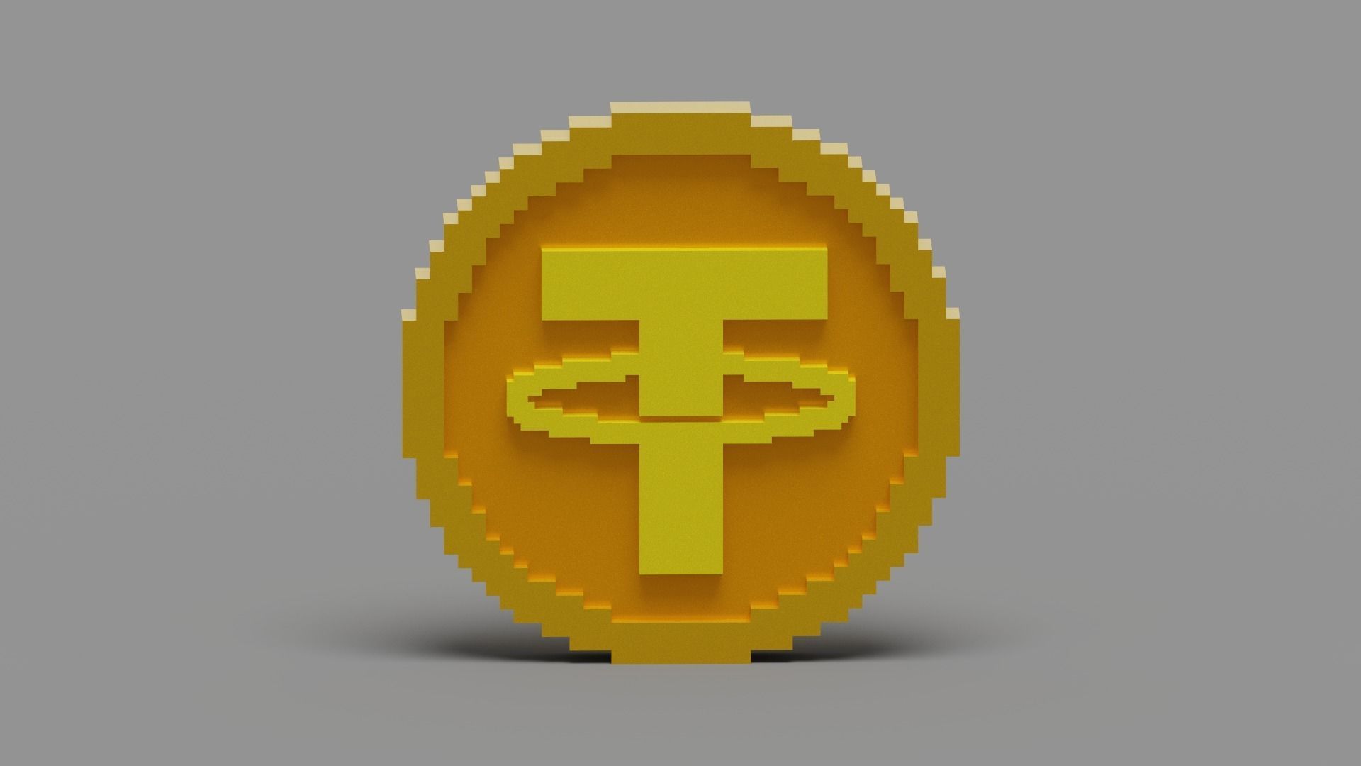 Voxel Tether Coin Low-poly 3D model_12