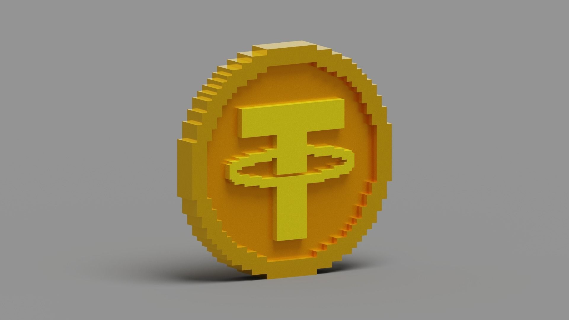 Voxel Tether Coin Low-poly 3D model_11