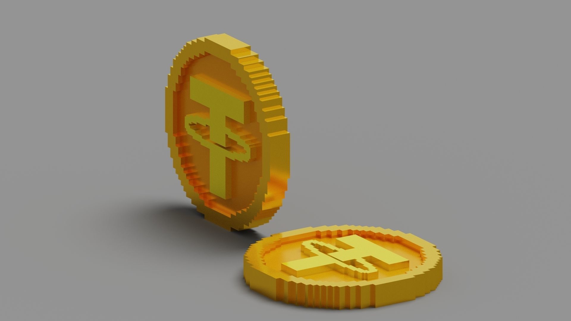 Voxel Tether Coin Low-poly 3D model_6