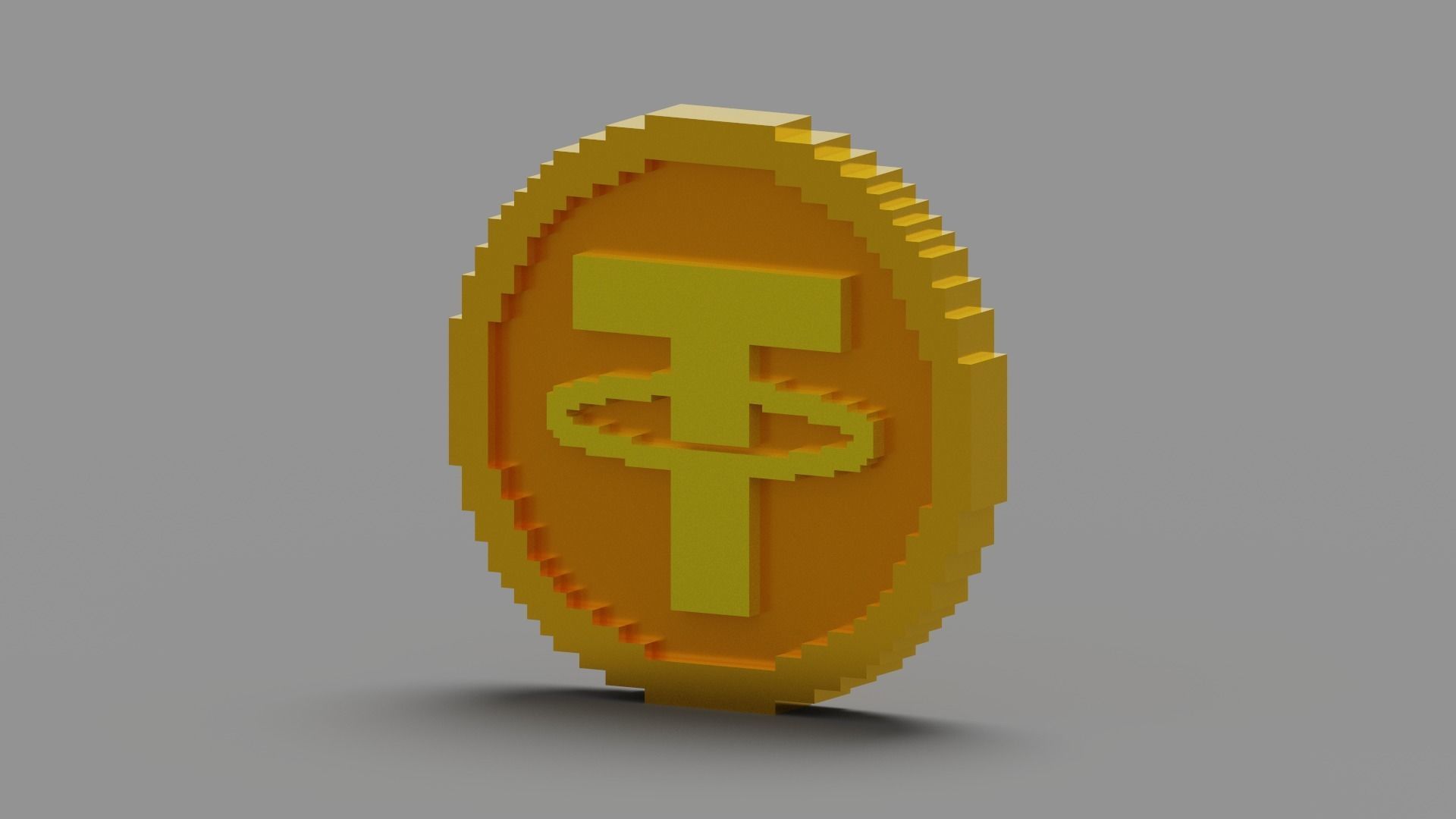 Voxel Tether Coin Low-poly 3D model_19