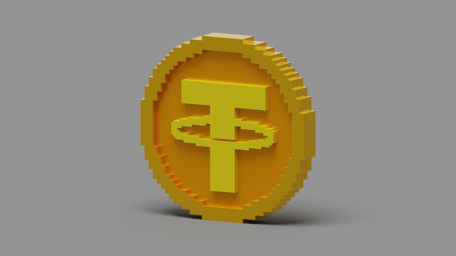 Voxel Tether Coin Low-poly 3D model_13