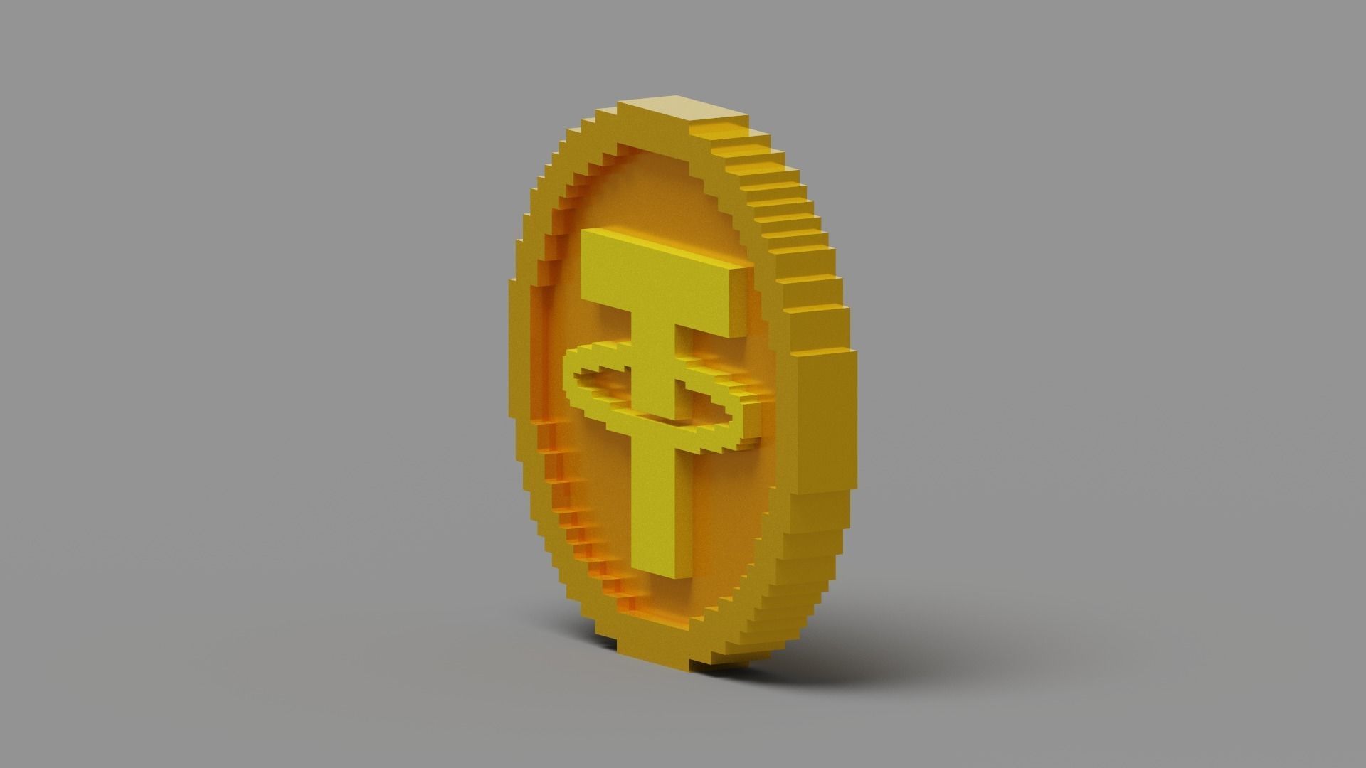 Voxel Tether Coin Low-poly 3D model_14