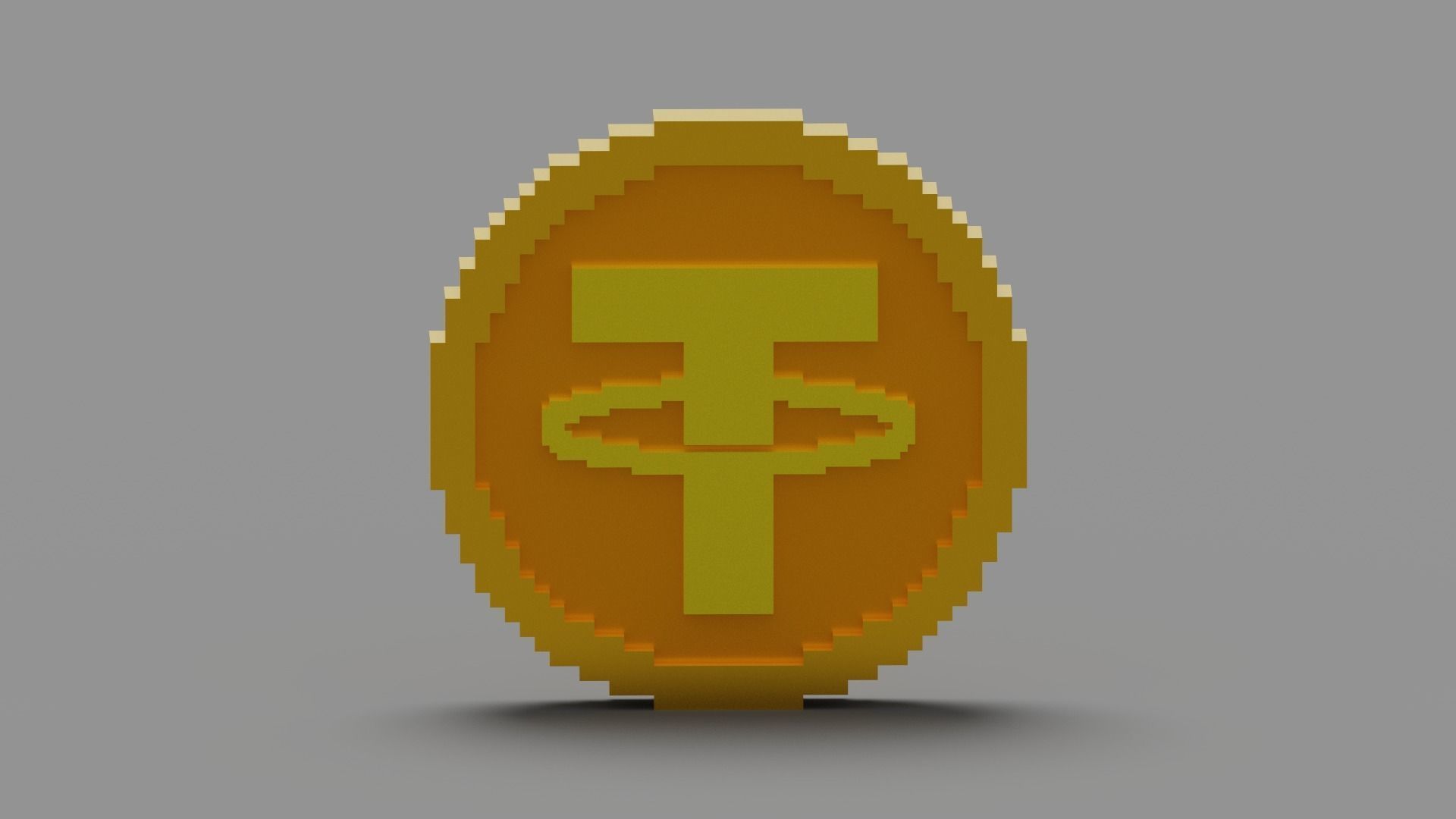 Voxel Tether Coin Low-poly 3D model_18
