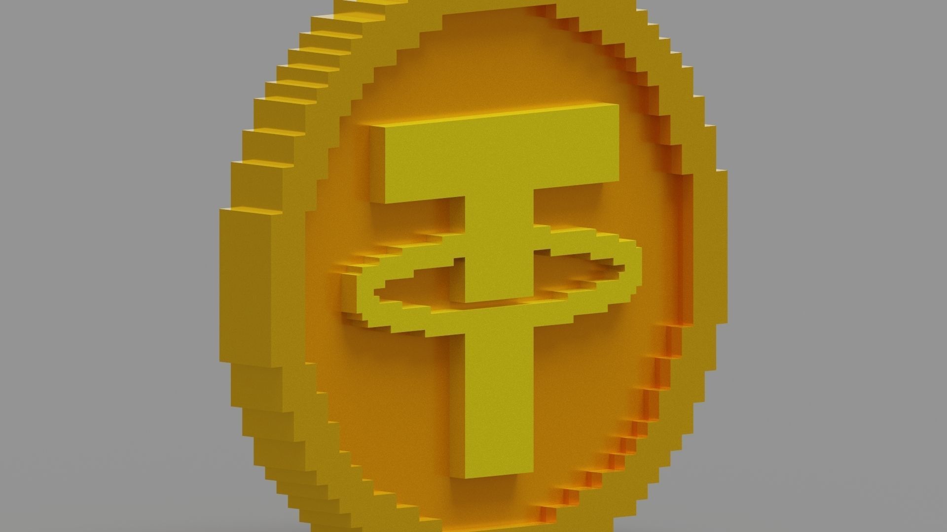 Voxel Tether Coin Low-poly 3D model_1