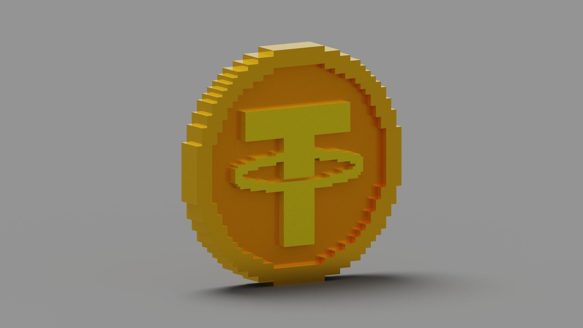 Voxel Tether Coin Low-poly 3D model_17