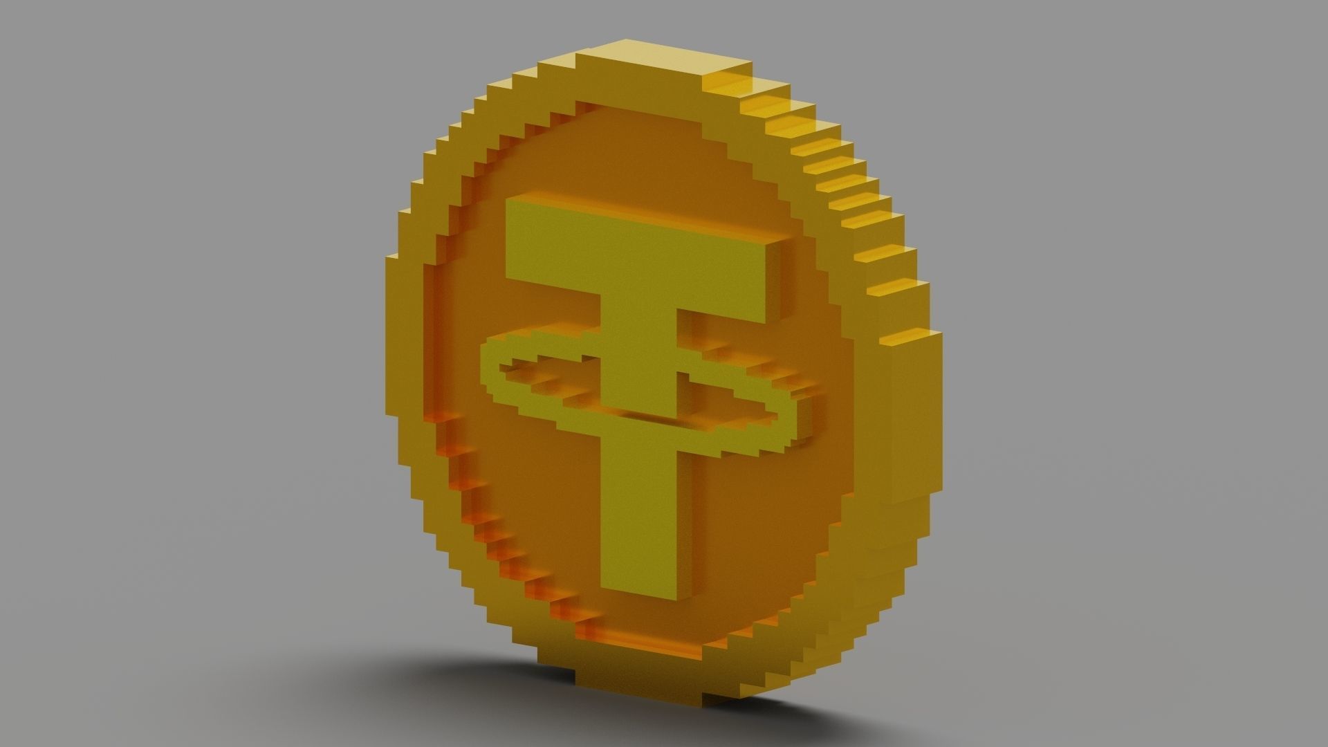 Voxel Tether Coin Low-poly 3D model_4