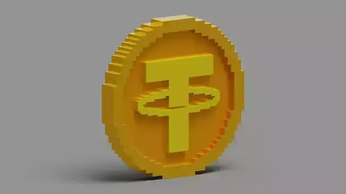 Voxel Tether Coin Low-poly 3D model