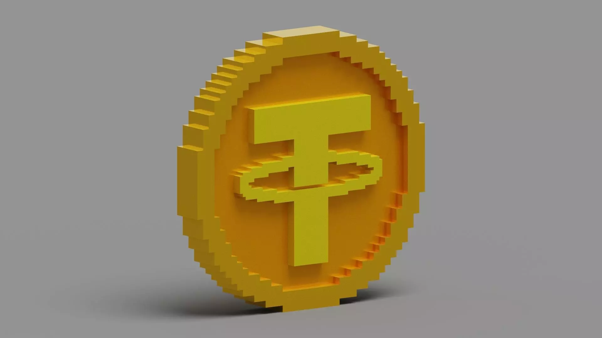 Voxel Tether Coin Low-poly 3D model_0