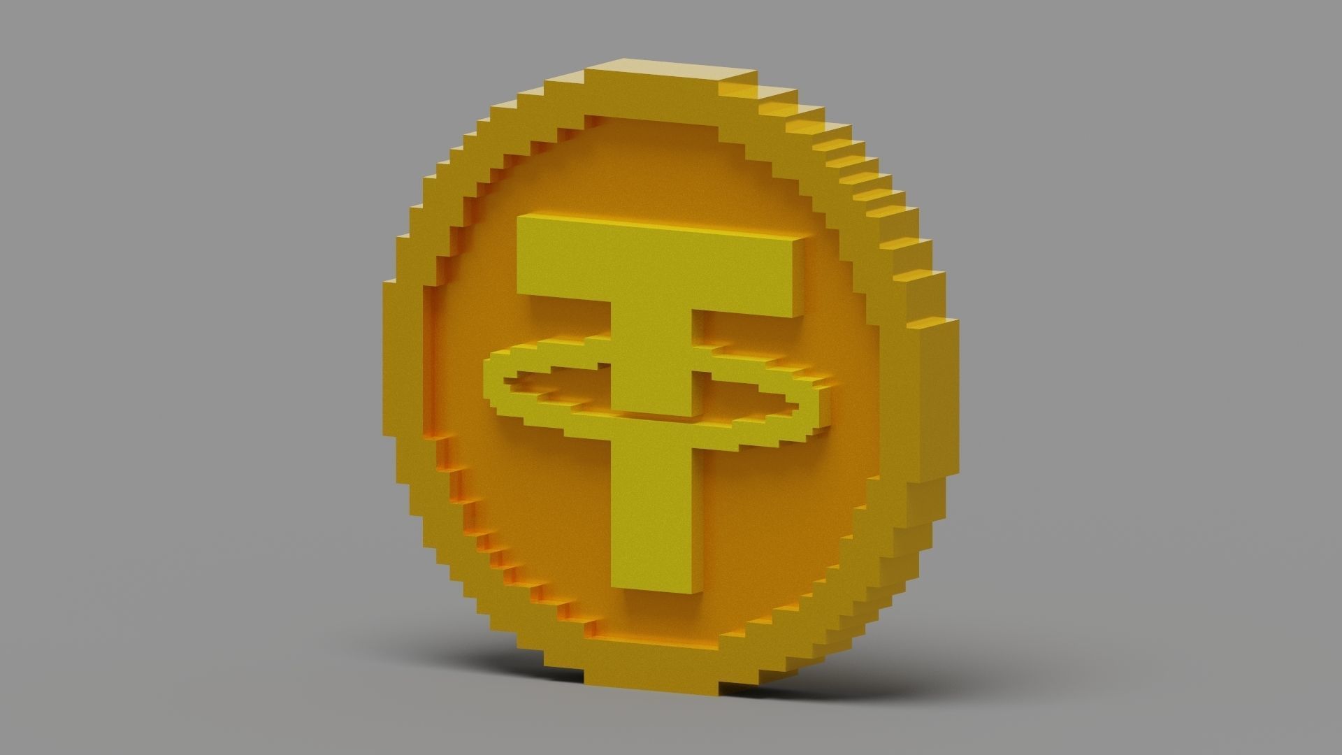 Voxel Tether Coin Low-poly 3D model_3