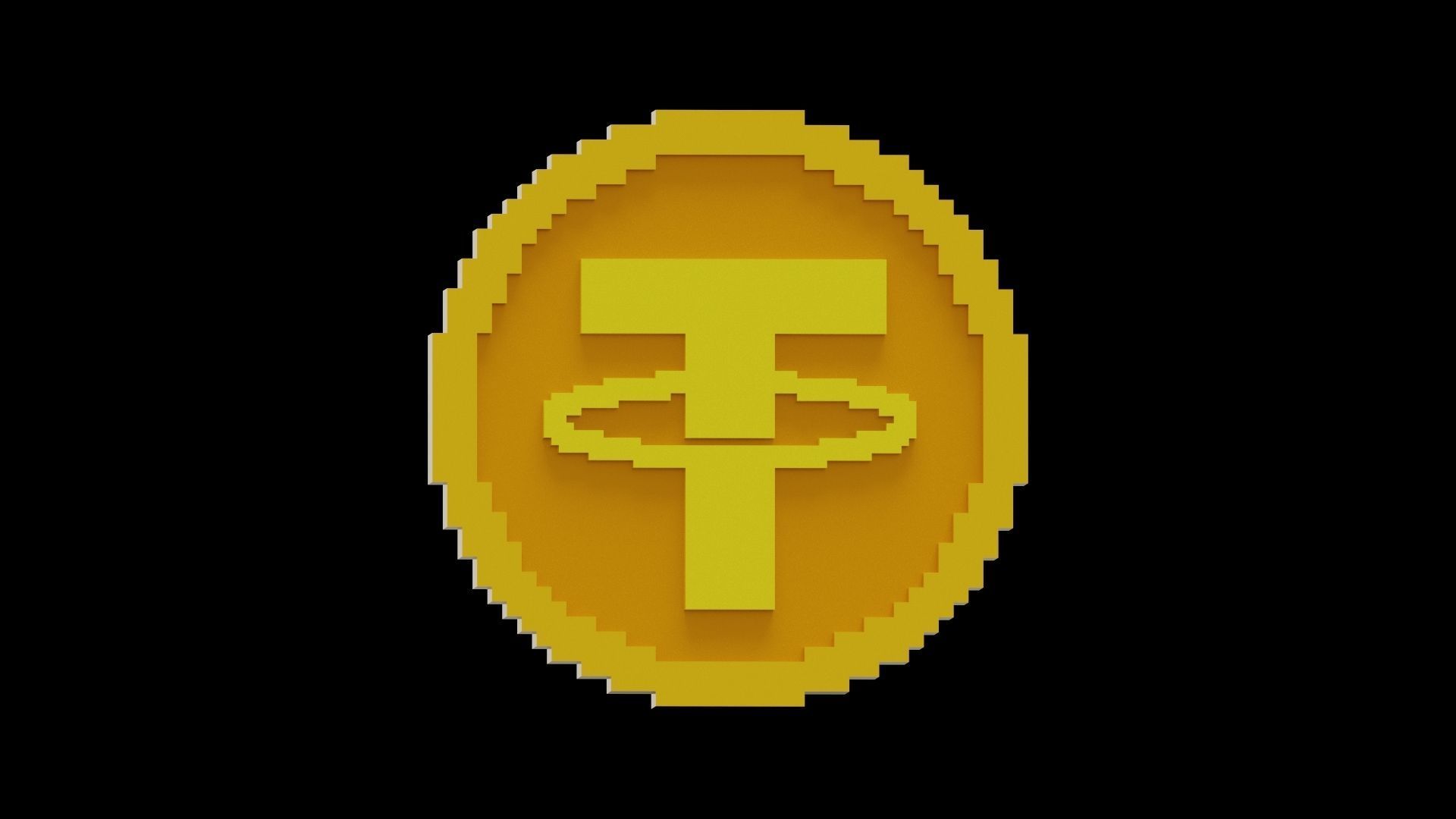 Voxel Tether Coin Low-poly 3D model_7