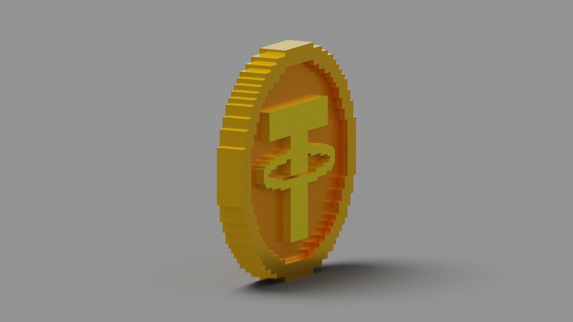 Voxel Tether Coin Low-poly 3D model_16