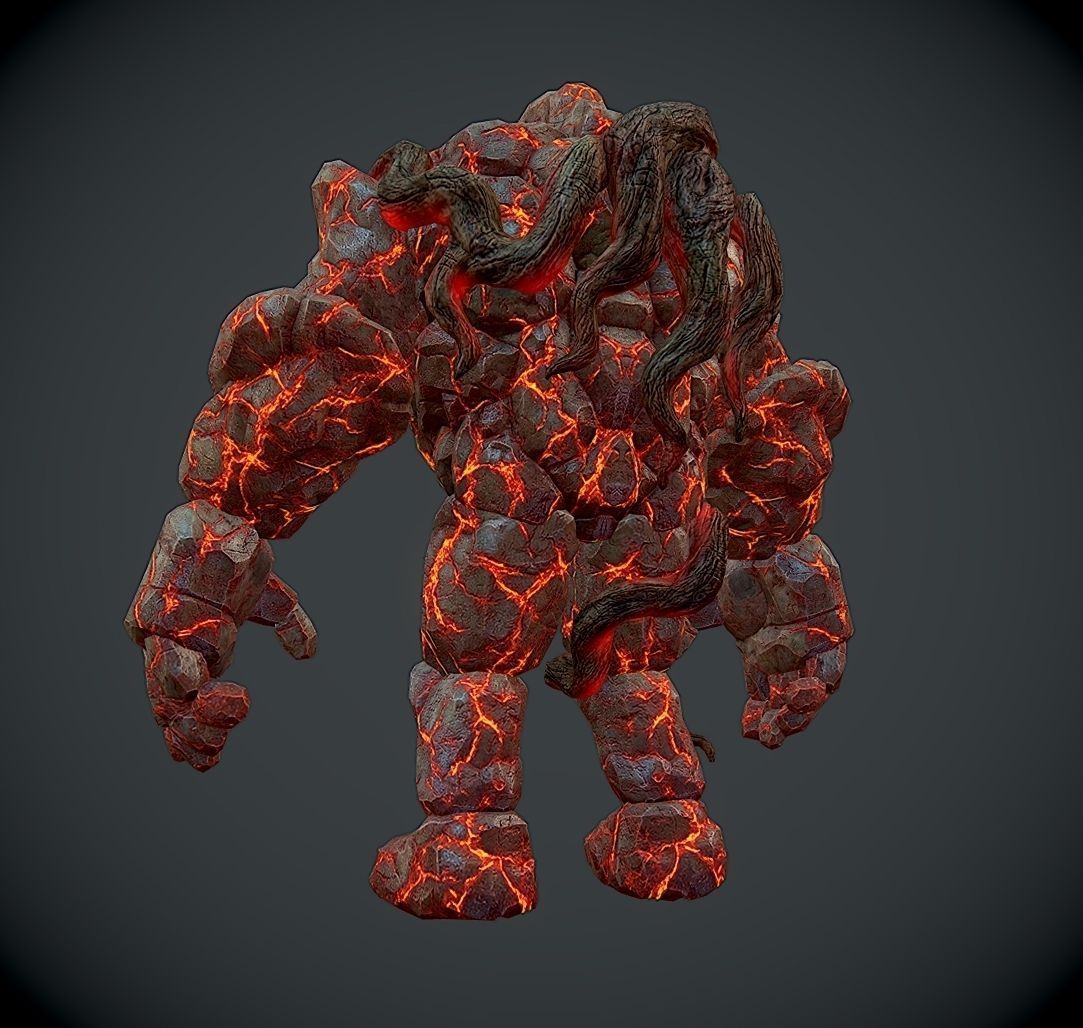 Rock Monster Boss LowPoly Low-poly 3D model_6