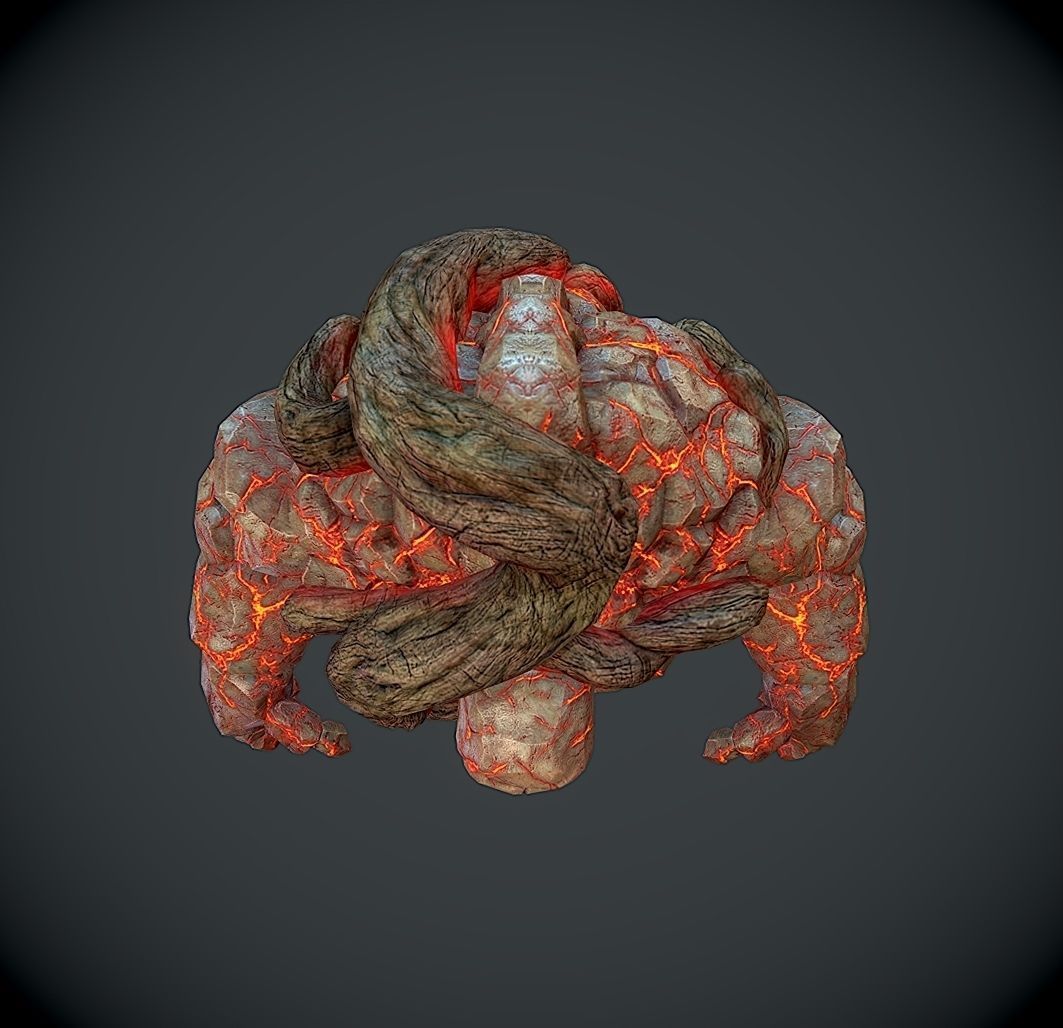 Rock Monster Boss LowPoly Low-poly 3D model_7