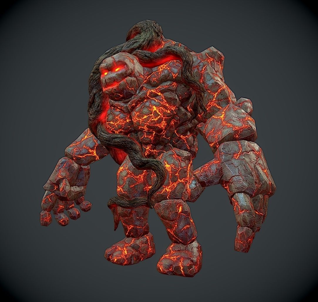 Rock Monster Boss LowPoly Low-poly 3D model_2