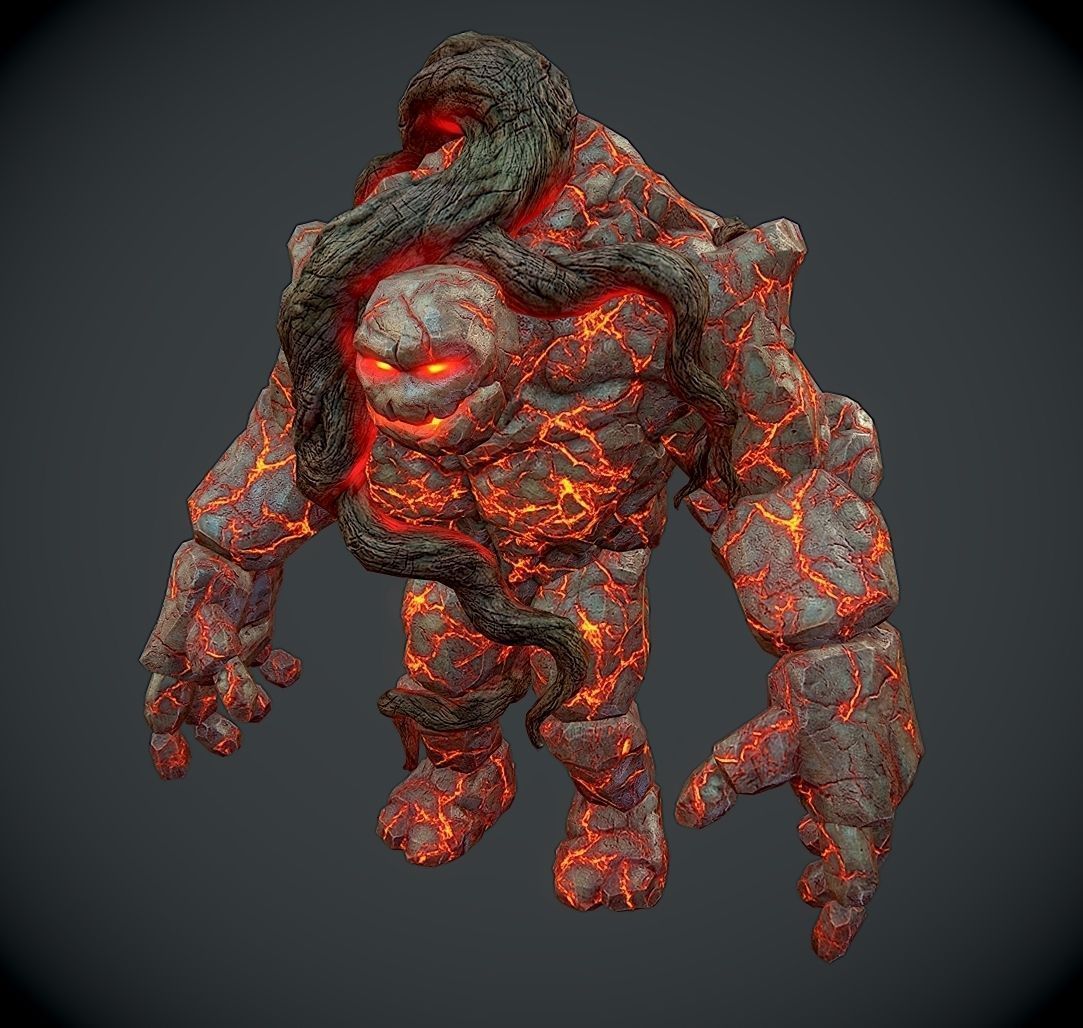 Rock Monster Boss LowPoly Low-poly 3D model_4