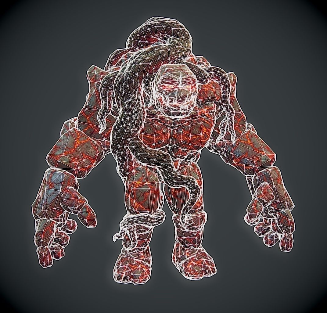 Rock Monster Boss LowPoly Low-poly 3D model_9