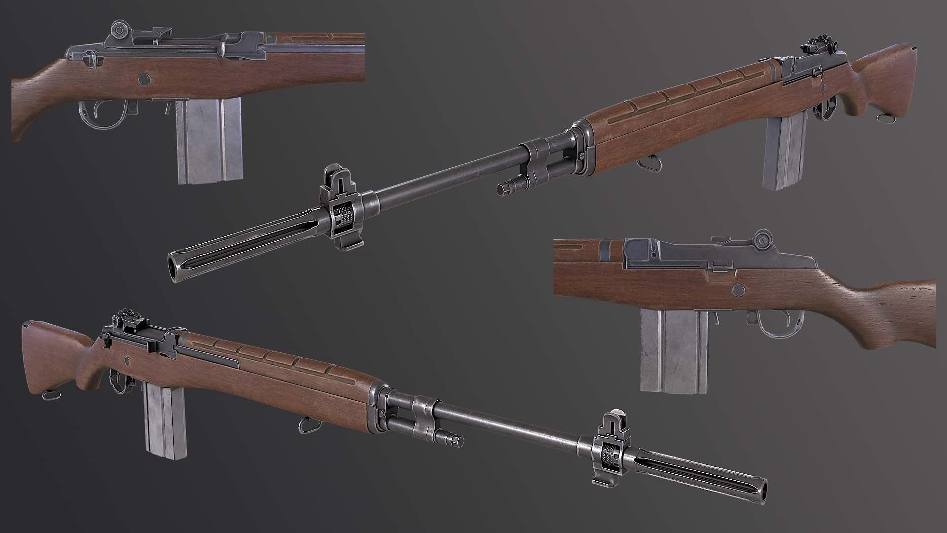 M14 rifle Low-poly 3D model_5