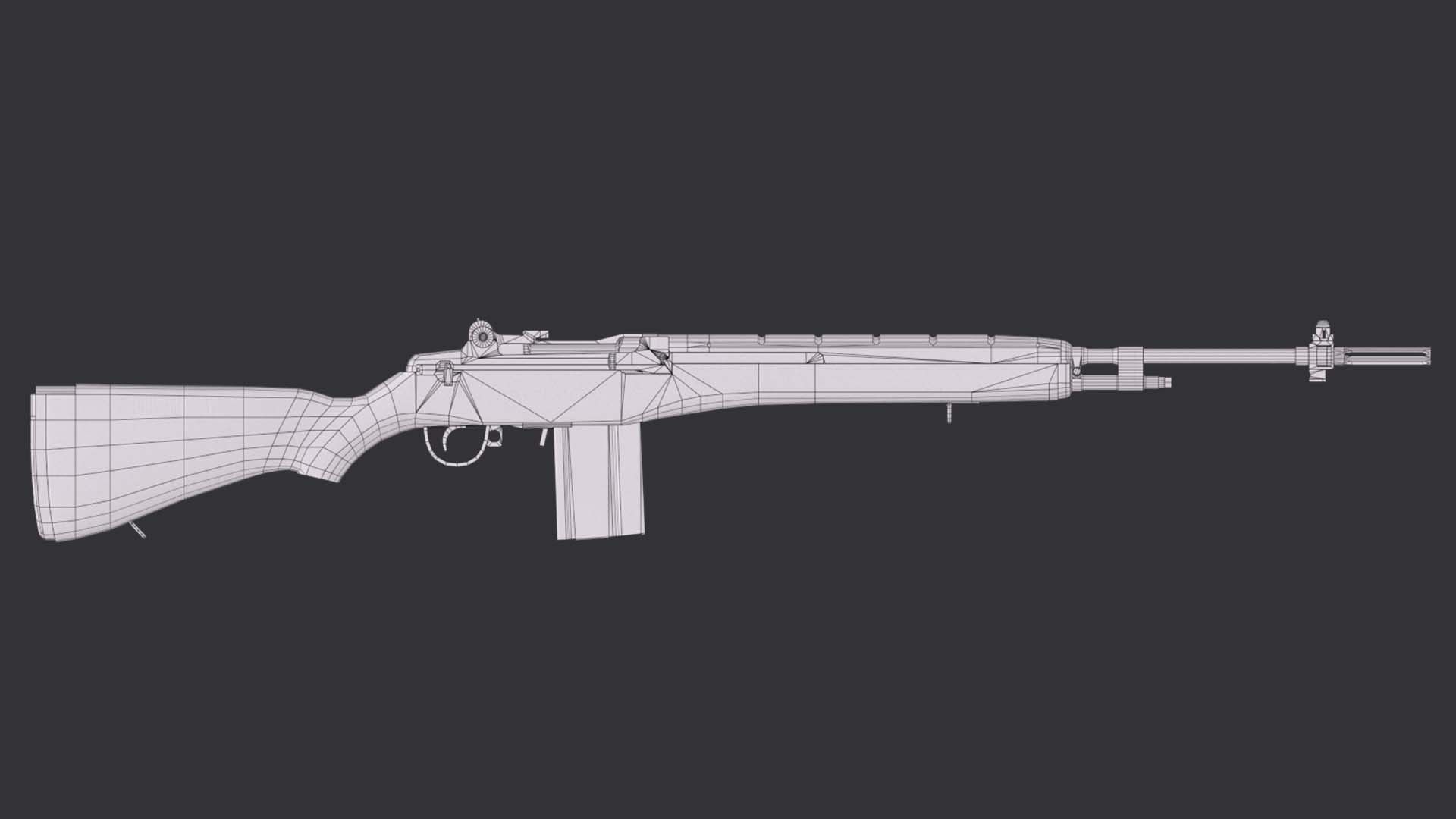 M14 rifle Low-poly 3D model_6