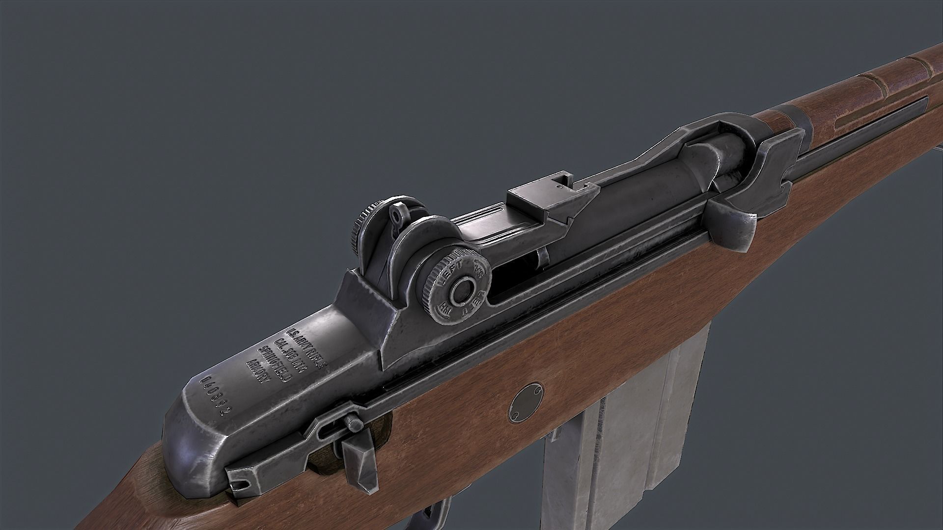 M14 rifle Low-poly 3D model_3