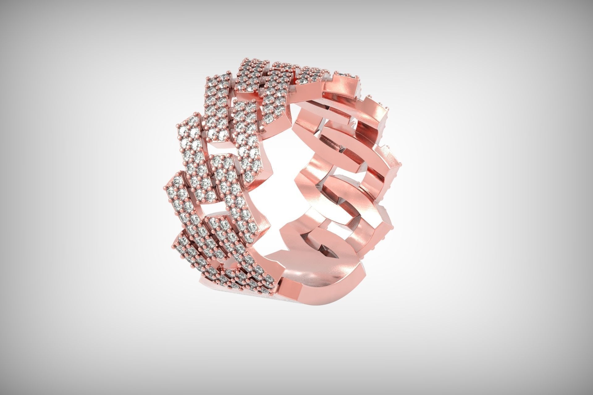 wedding ring with stones 3D print model_18