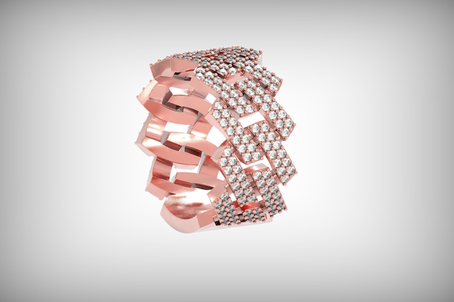 wedding ring with stones 3D print model_19