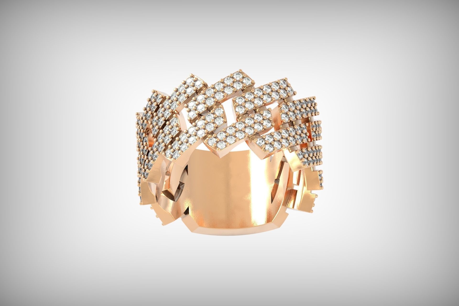 wedding ring with stones 3D print model_3