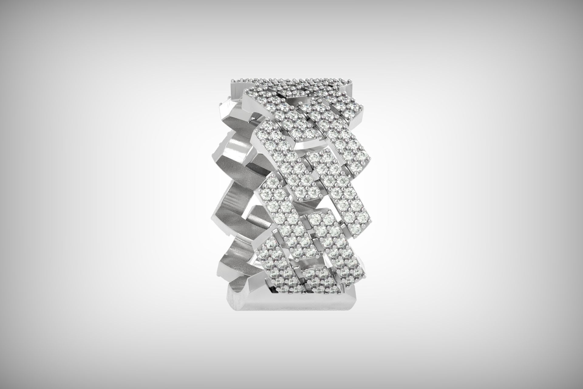 wedding ring with stones 3D print model_24