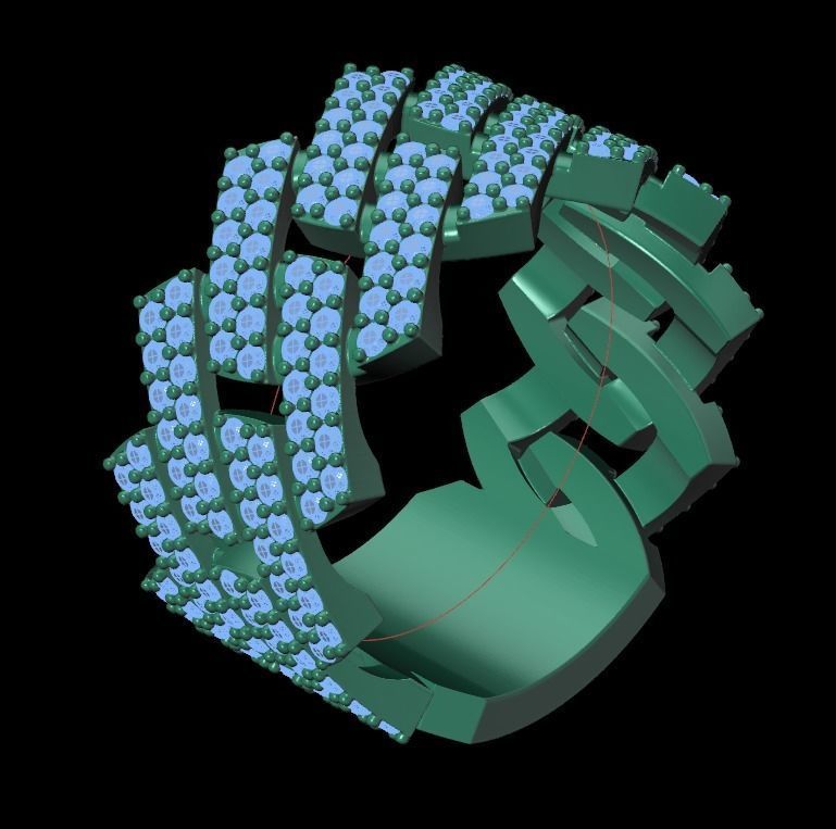 wedding ring with stones 3D print model_29