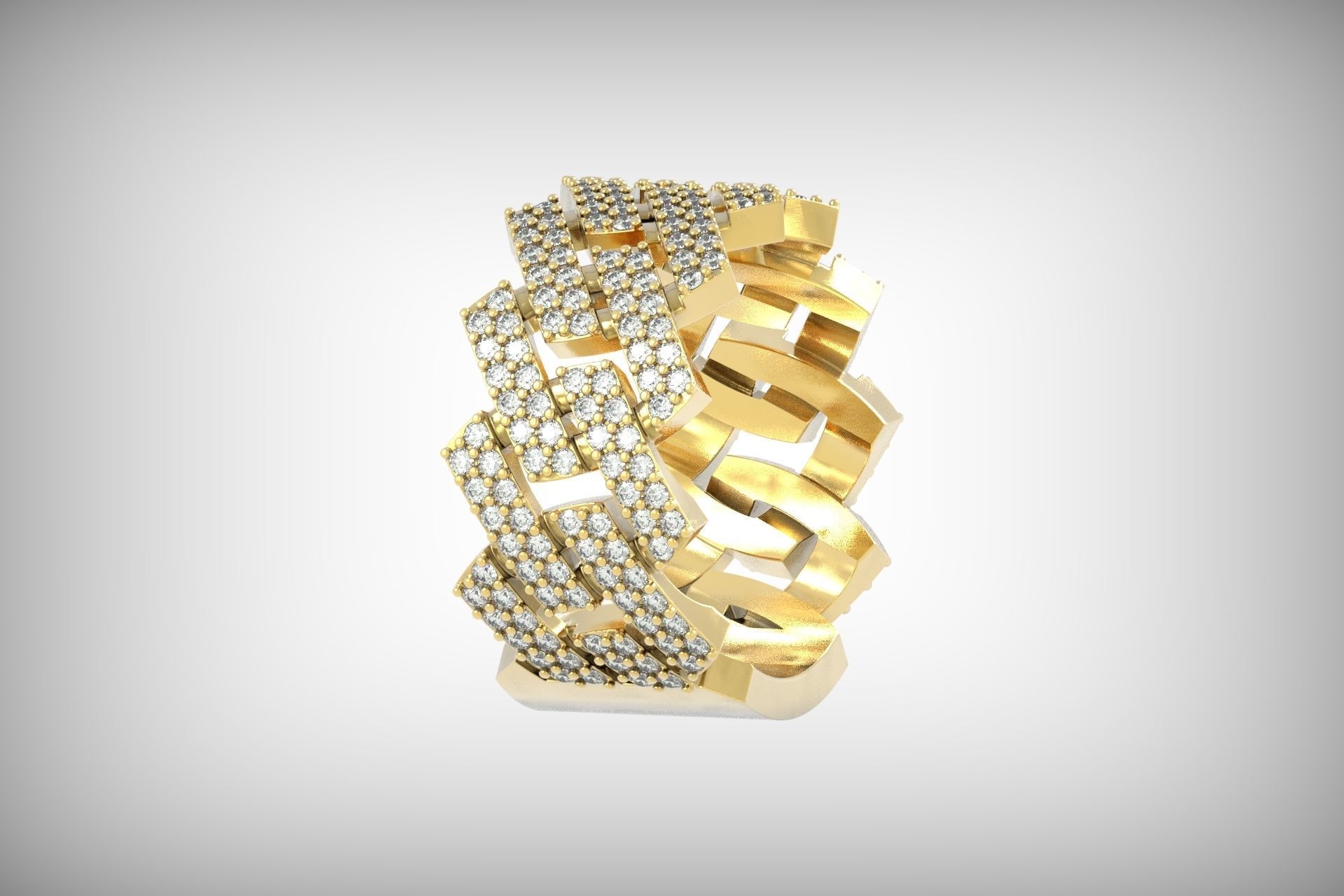 wedding ring with stones 3D print model_7