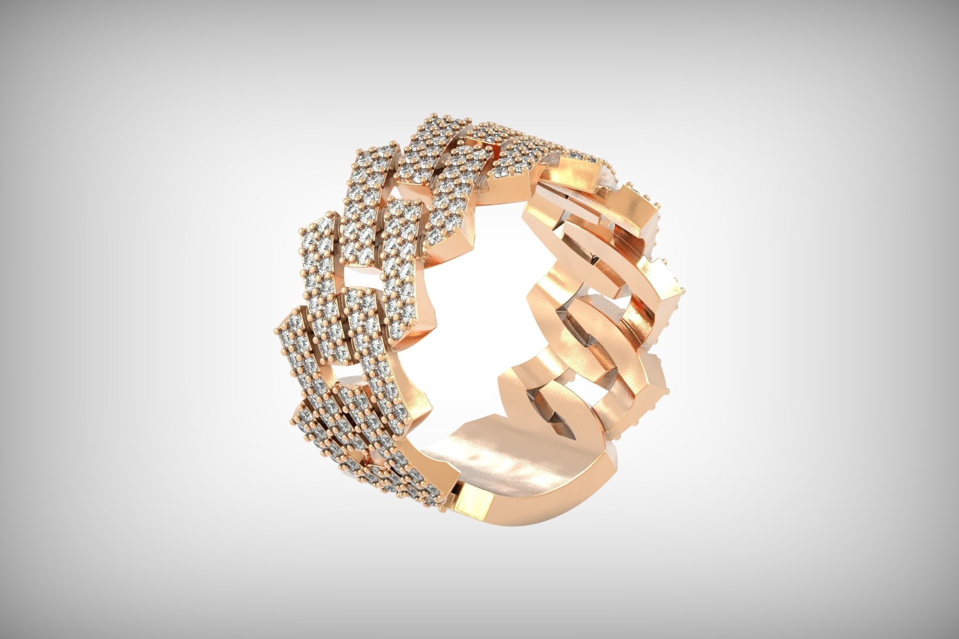 wedding ring with stones 3D print model_2