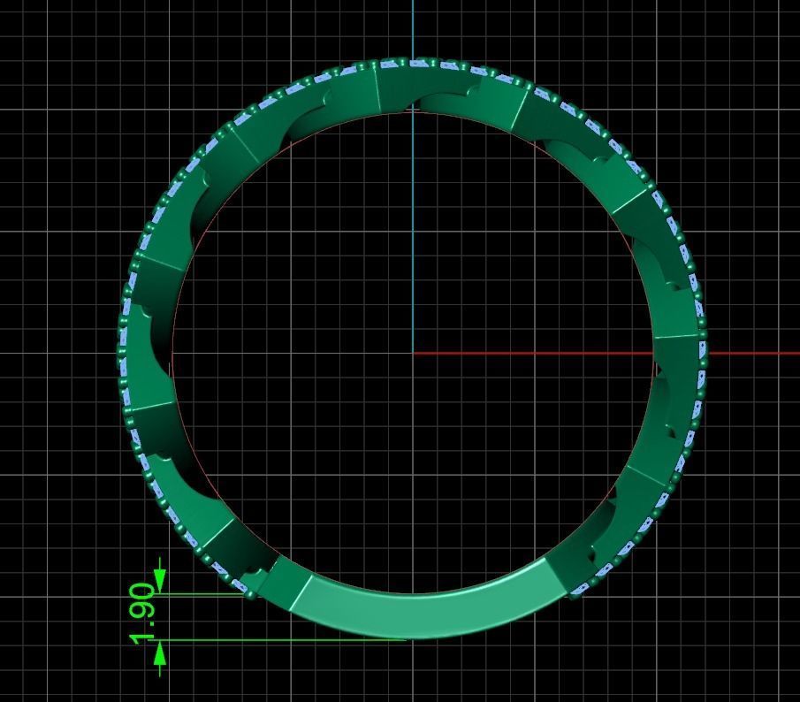 wedding ring with stones 3D print model_26