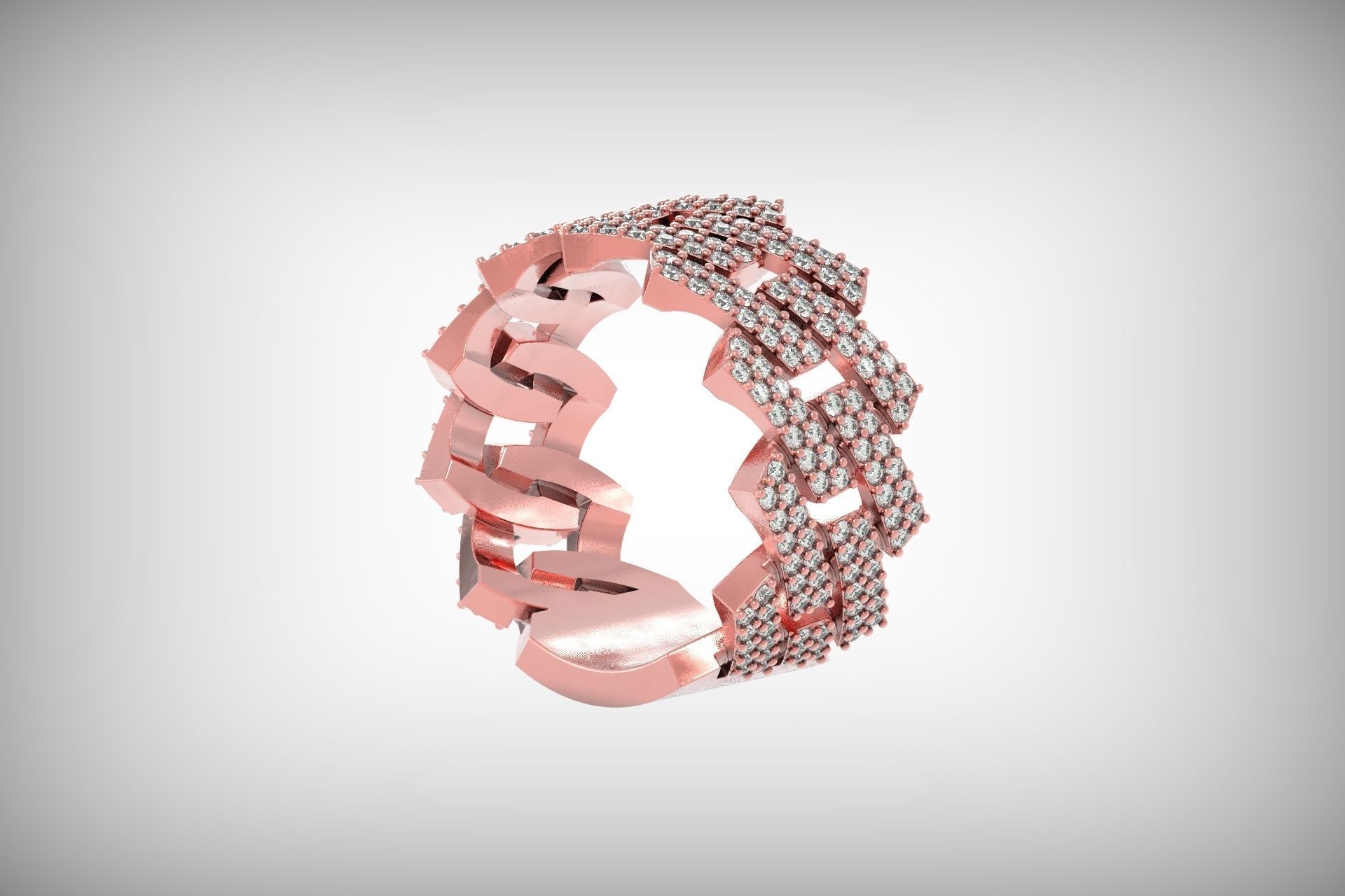 wedding ring with stones 3D print model_15