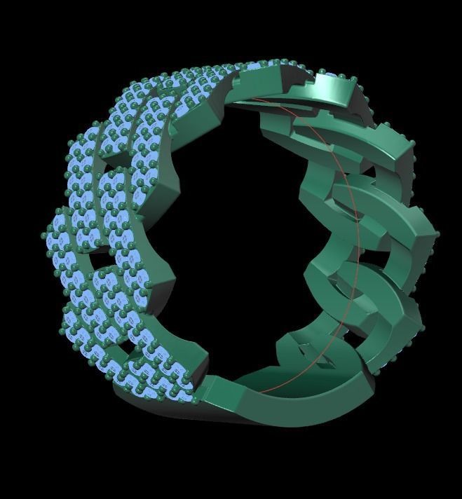 wedding ring with stones 3D print model_31