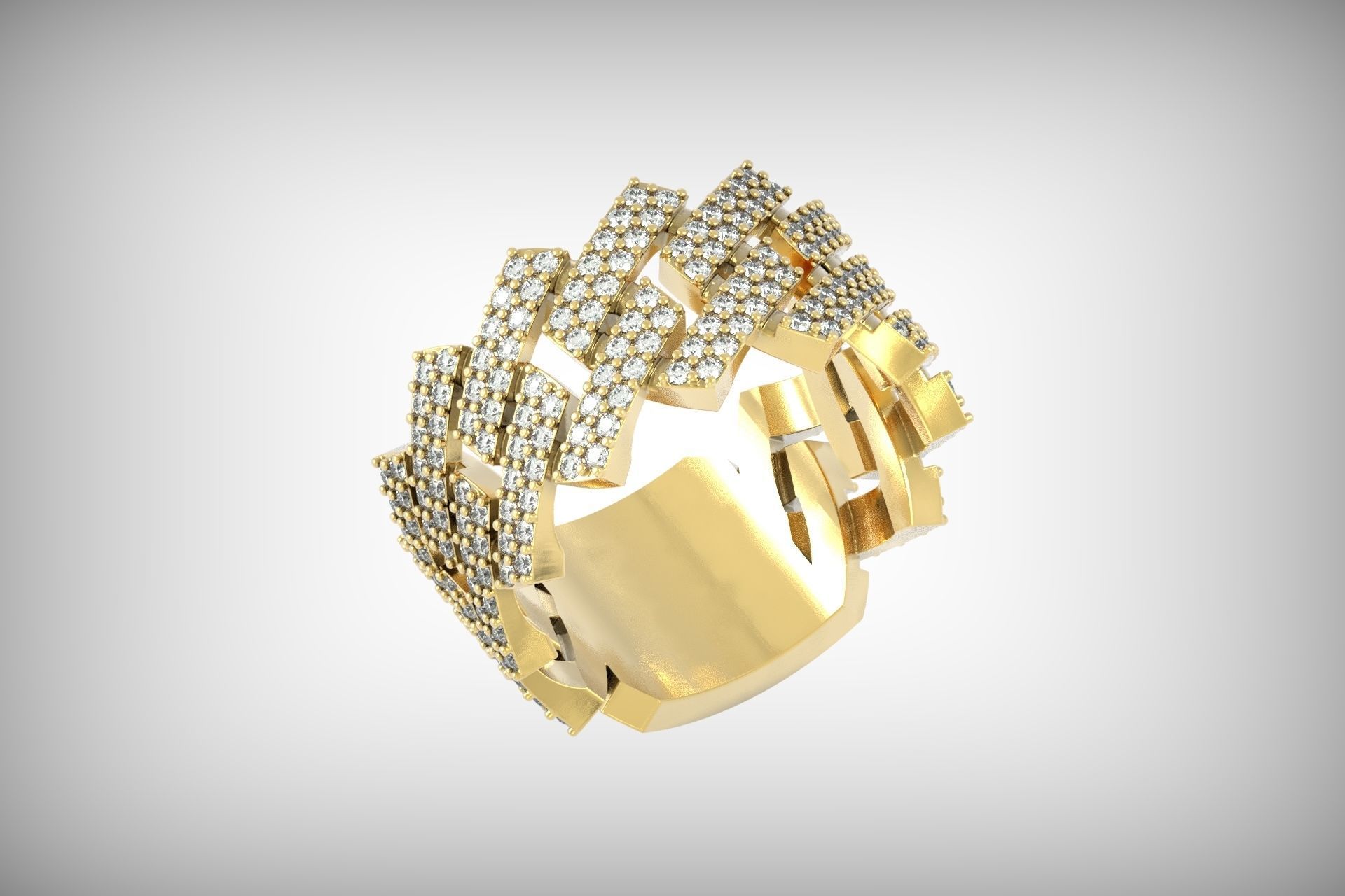 wedding ring with stones 3D print model_5