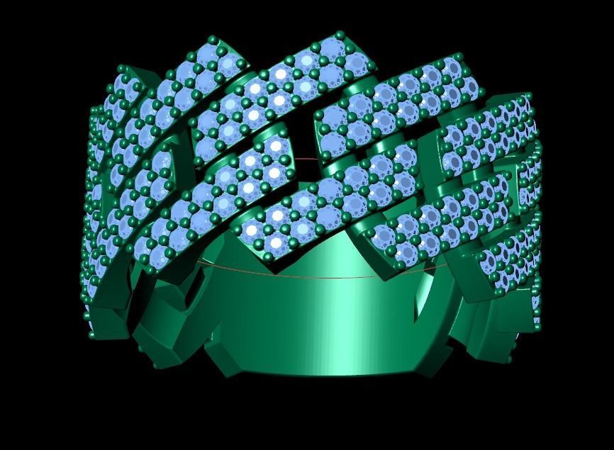 wedding ring with stones 3D print model_28