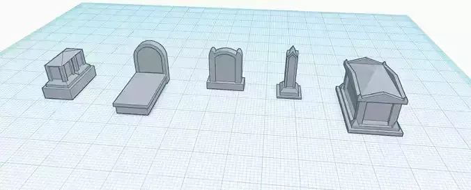 5 pcs graveyard headstones scale H0 1-87