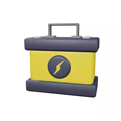 Accumulator 3D Model briefcase with lightning bolt