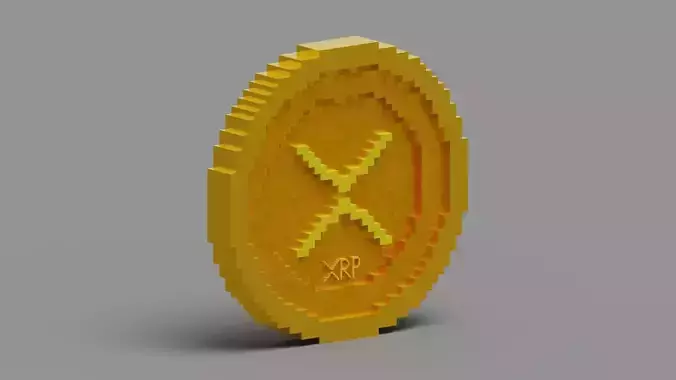 Voxel XRP Coin Low-poly 3D model