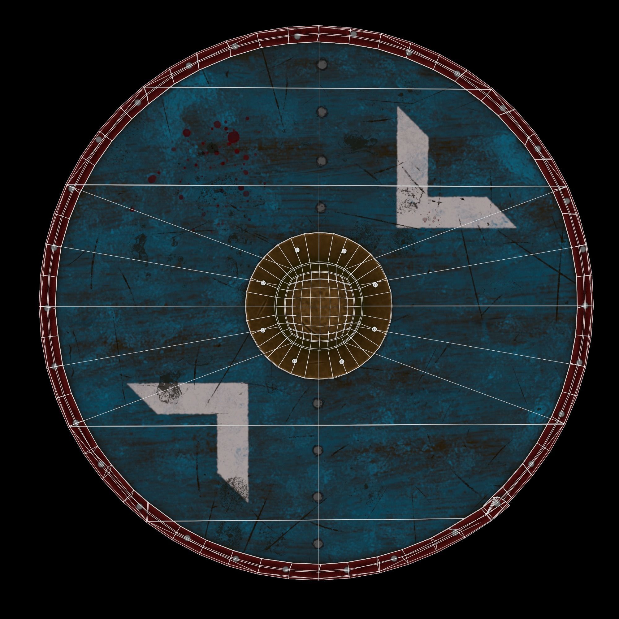 Viking shield Low-poly 3D model_8